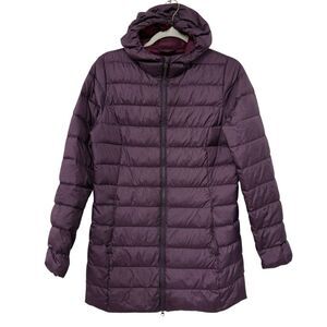 Eddie Bauer Women’s EB650 Down Filled Purple Hooded Long Puffer Parka Coat S